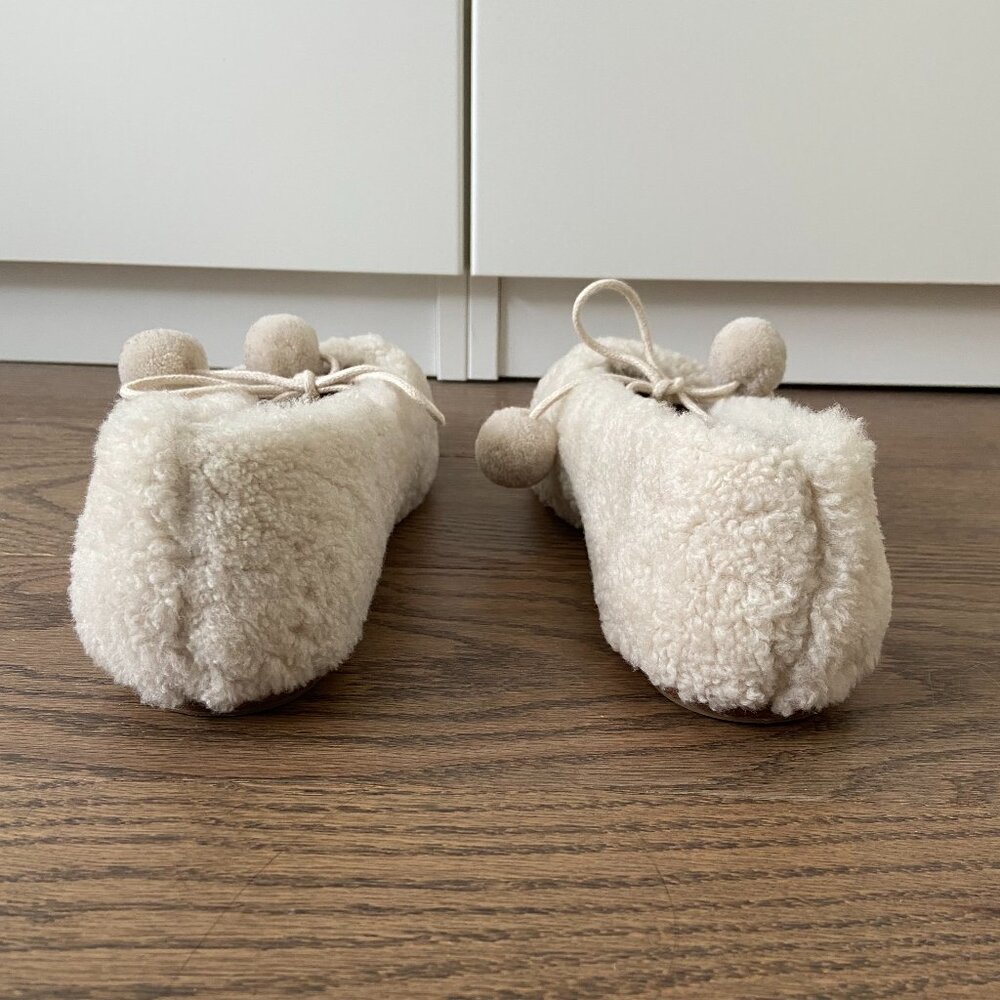 Sleeper Lulu Shearling Ballet Flats in Cream - Picture 5 of 7